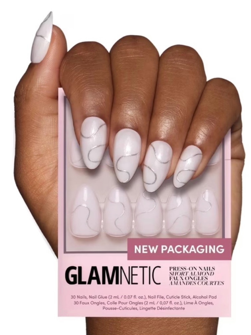 Glamnetic Short Almond Press-On Nails SILENT NIGHT NIB